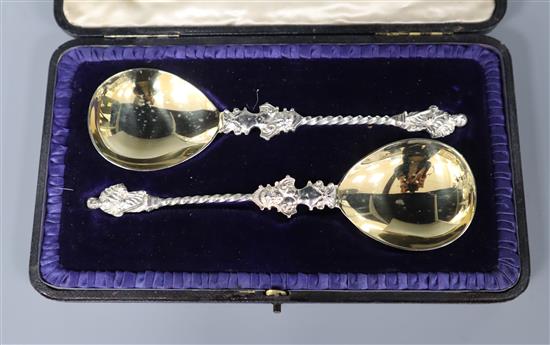 A cased pair of Edwardian silver apostle spoons, by William Hutton & Sons,London, 1906.